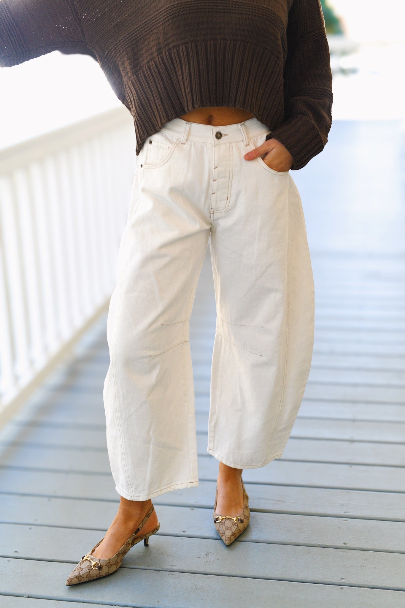 Dara Barell Denim Pants - White