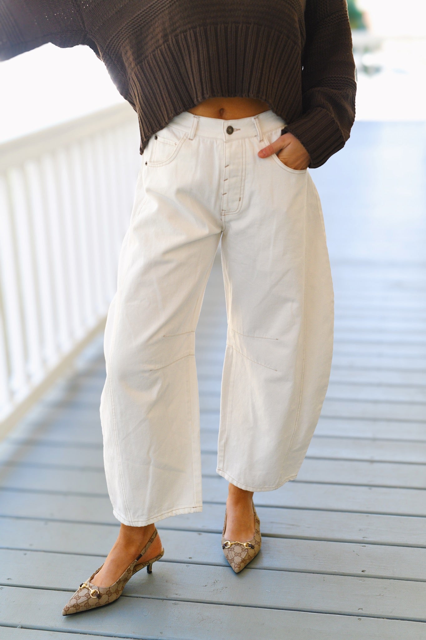 Dara Barell Denim Pants - White