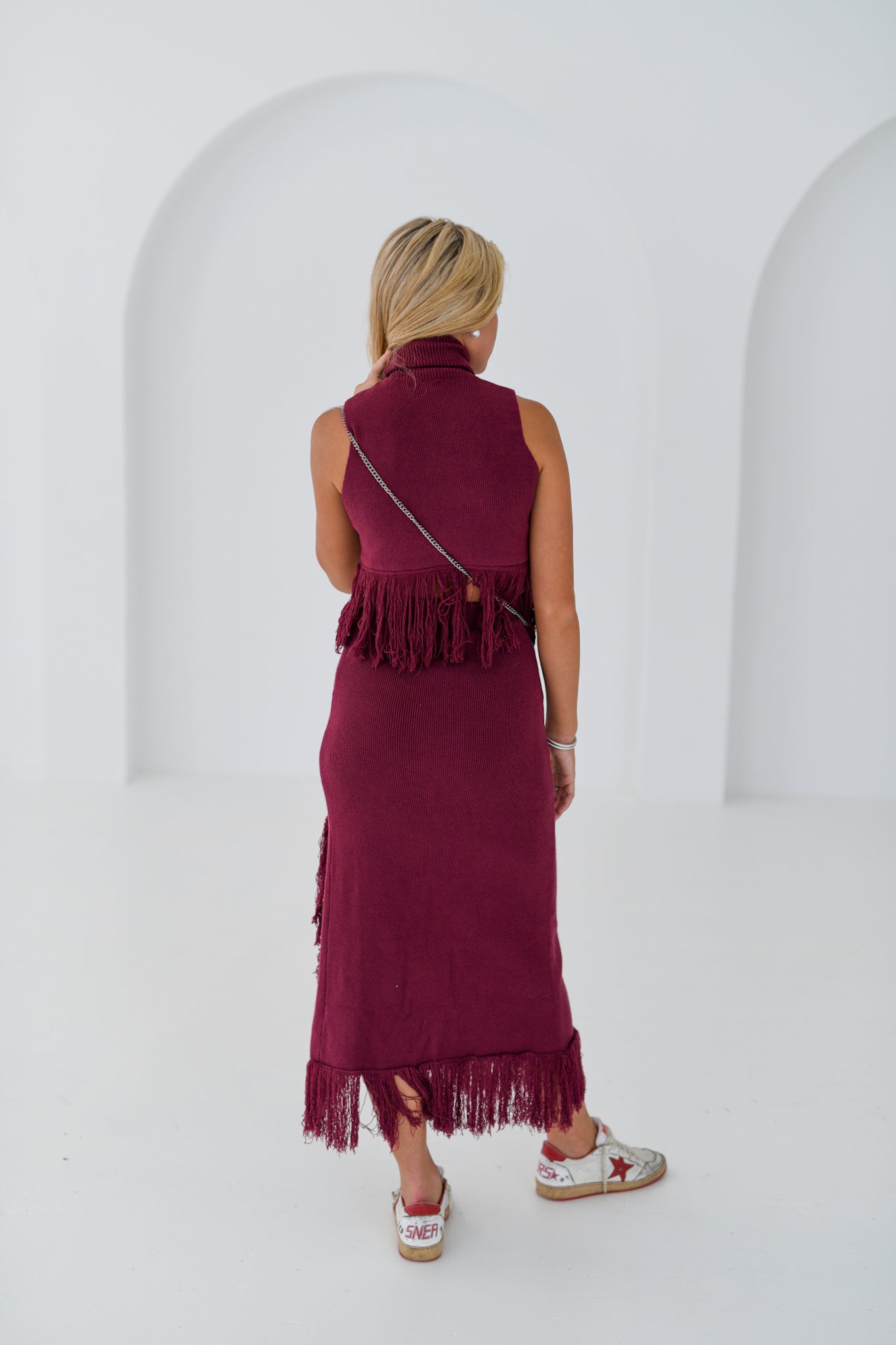 Laney Fringe Skirt Set - Crimson