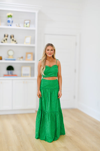 Lexi Eyelet Skirt Set - Green