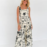 Addie Floral Print Midi Dress - Cream