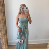 Camellia Striped Maxi Dress - Green/White Stripes