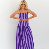Iris Maxi Skirt Set - Purple Tone Stripes