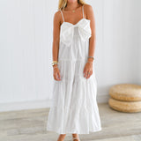 Riley Bow Midi Dress - Off White