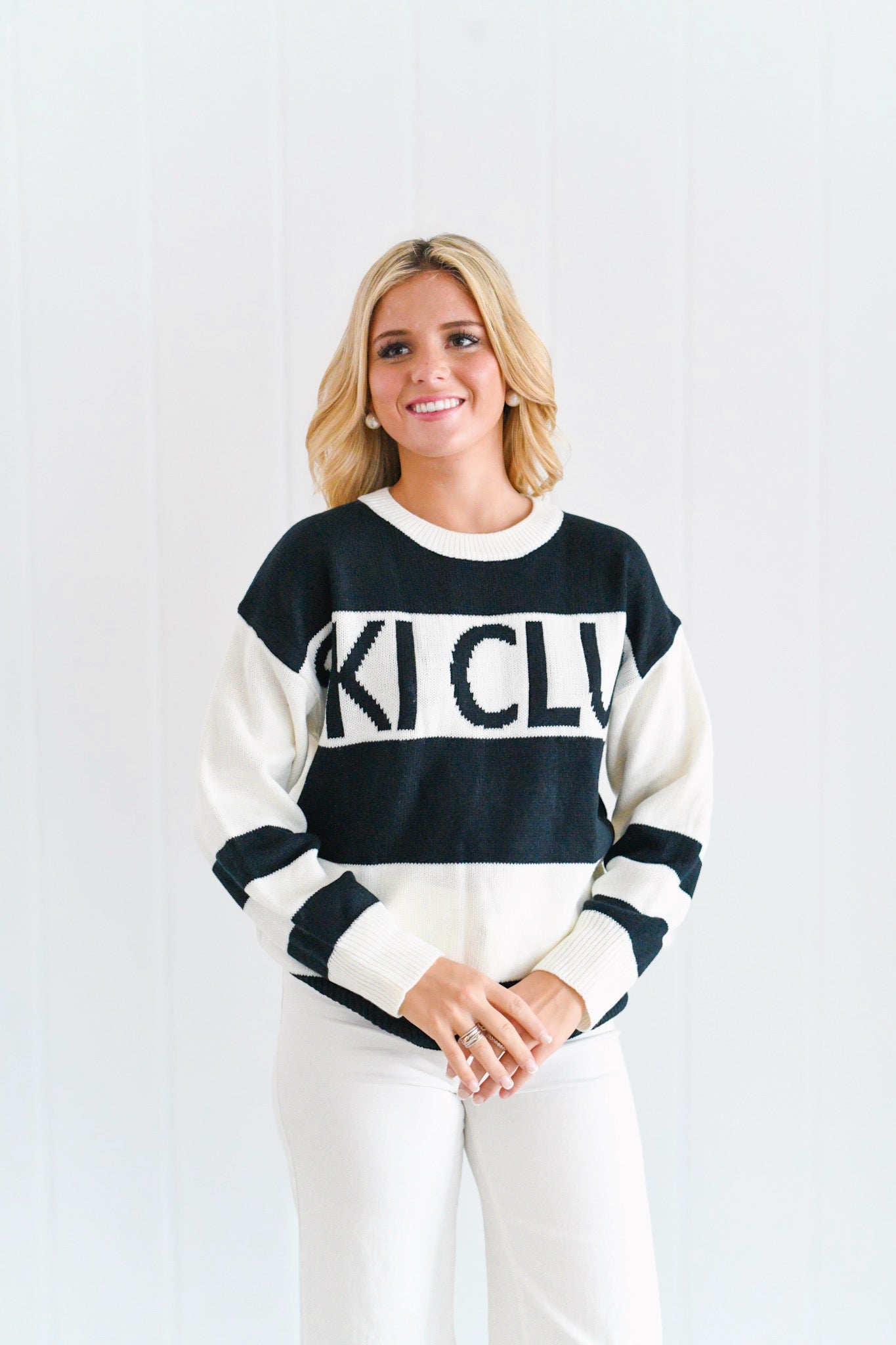 Ski Club Sweater - White-Black