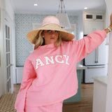Fancy Oversized Fleece Mockneck - Hibiscus/White