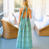 Tara Floral Maxi Frill Dress - Teal
