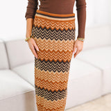 Morgan Knit Maxi Skirt - Rust/Mocha