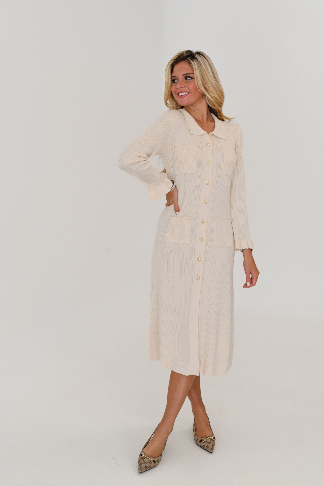 Skyler Button Down Dress - Ivory