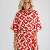 Josie Romper - Red/Cream