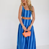 Willow Maxi Skirt Set - Blue Tone Stripes
