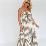 Sara Striped Maxi Dress - Nude/Black