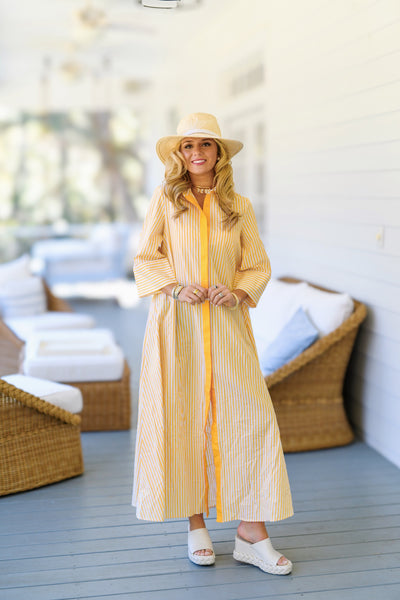 Karsyn Striped Maxi Shirt Dress - Yellow