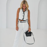 Marlo Button Top - White