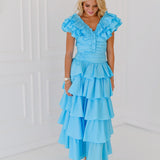 Tara Ruffle Skirt Set - Blue