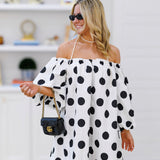 Rae Polka Dot Bubble Dress - White/Black