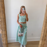 Augusta Green Striped Skirt Set - Green/White