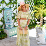 Palm Ruffle Skirt Set - Green Blockprint