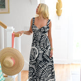 Wendy Stripe Midi Tie Back Dress - Black/Ivory