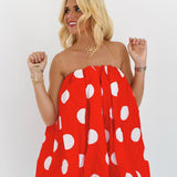 Rylan Mini Bubble Dress - Red Polka Dots