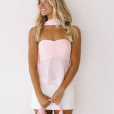 Maria Strapless Scarf Top - Baby Pink