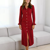 Jadyn Button Down Dress - Burgundy