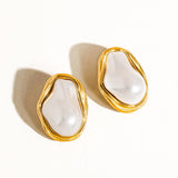 Yasmin 18K Gold Non-Tarnish Classic Pearl Round Earring