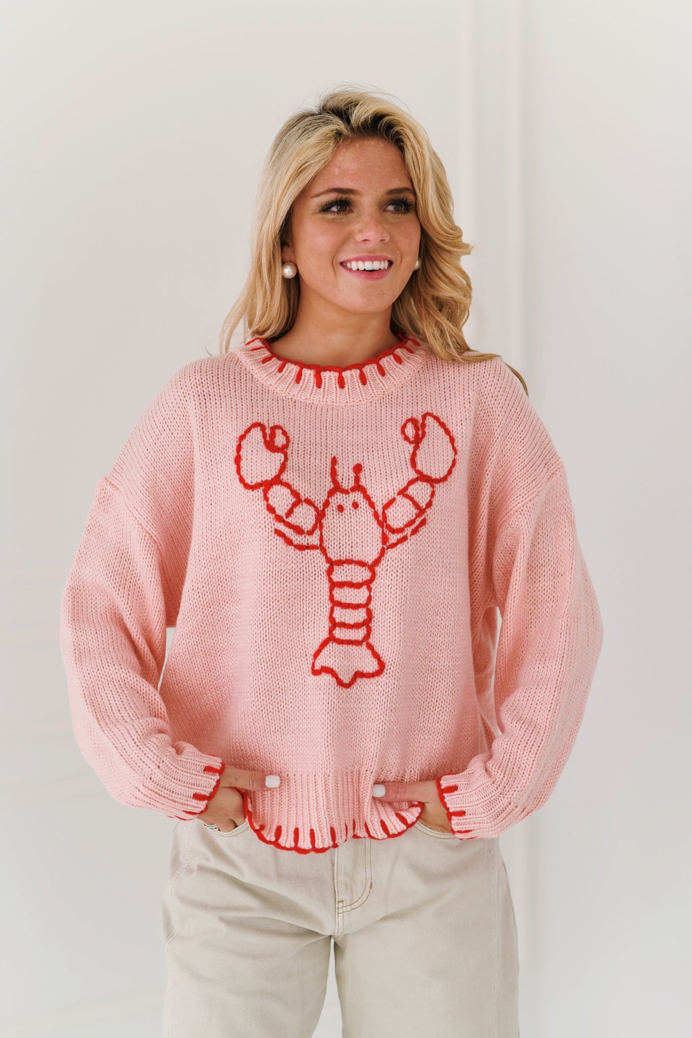 Daphne Lobster Sweater - Pink/Red