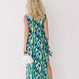 Taylor Side Bow Maxi Set - Green/Blue