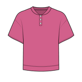 Fancy Half Button Short Sleeve Terry Top