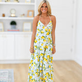 Carrie Lemon Halter Maxi Dress - Light blue