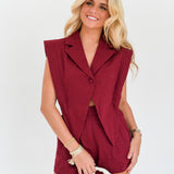 Claire Blazer Style Romper - Maroon
