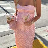 Sally Textured Tube Dress - Pink