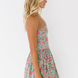 Miranda Balloon Mini Dress - Teal/Pink