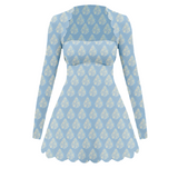 Sydney Scalloped Fit Dress - Blue Floral (PREORDER)