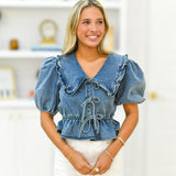 Bridget Denim Blouse - Medium Wash