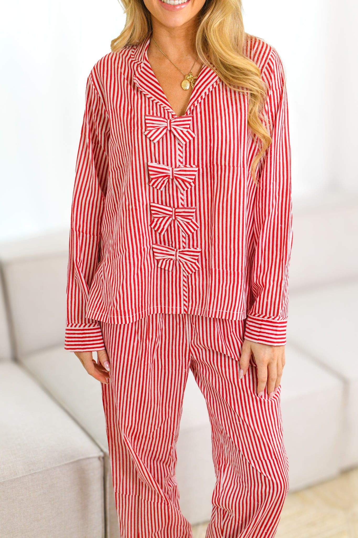 Ruthie Pajama Set - Red Striped