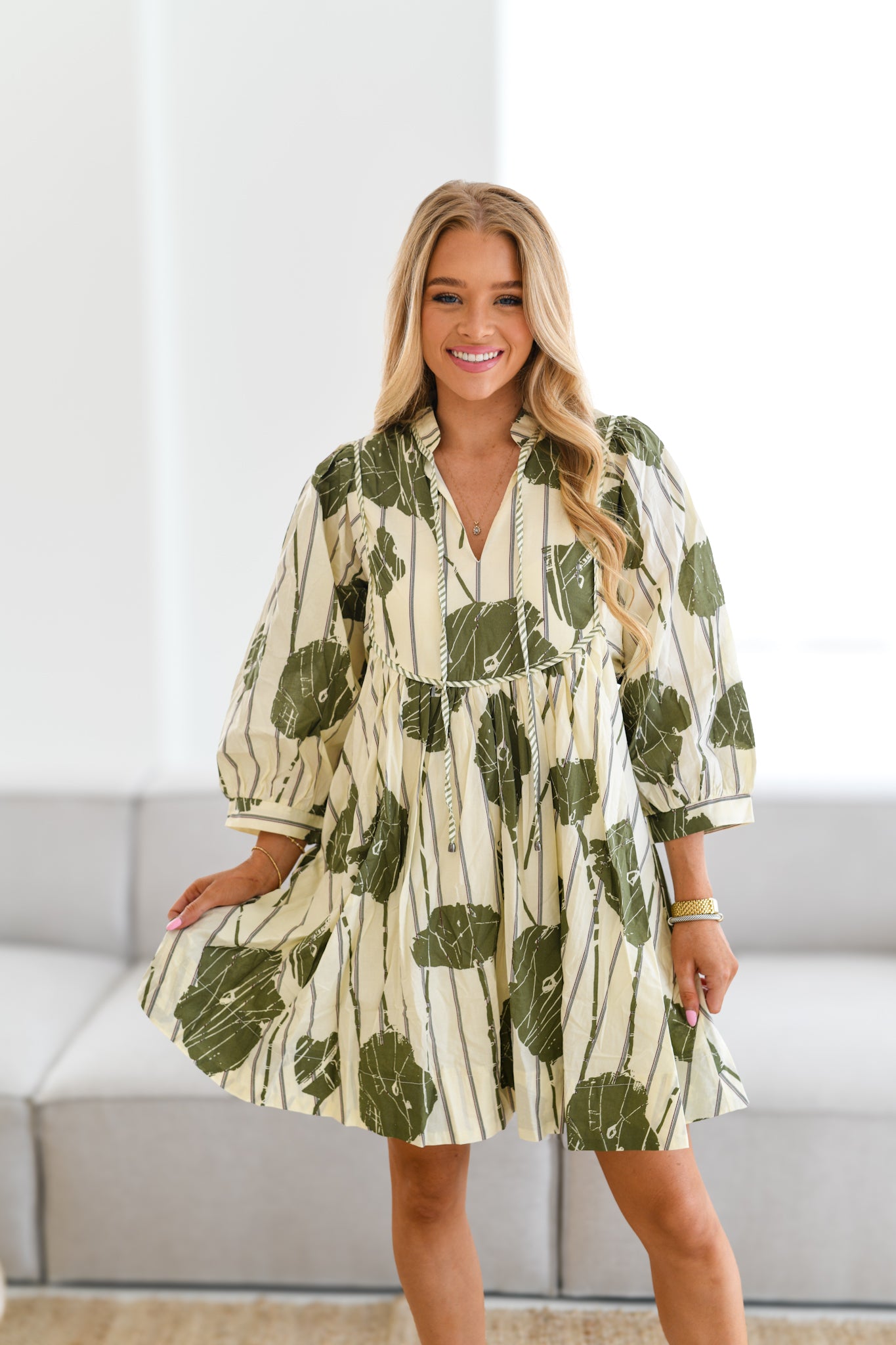 Laigan Floral Dress-Olive