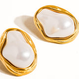 Yasmin 18K Gold Non-Tarnish Classic Pearl Round Earring