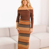 Morgan Knit Maxi Skirt - Rust/Mocha
