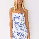 Dalilah Floral Mini Dress - White/Blue