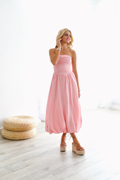 Jessi Bubble Maxi Dress - Blush