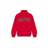 Fancy Oversized Fleece Mockneck - Red/Black
