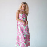 Isla Strapless Scarf Midi Dress - Pink/Green (PREORDER)