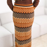 Morgan Knit Maxi Skirt - Rust/Mocha