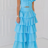 Tara Ruffle Skirt Set - Blue