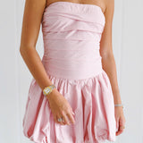 Liv Mini Bubble Hem Dress - Pink