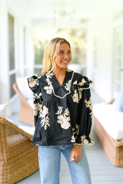 Kinley Long Sleeve Multi Top - Black