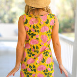 Yilly V Neck Mini Dress - Yellow/Pink