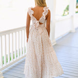 Payton Ruffel Sleeve Maxi Dress - Peach Floral